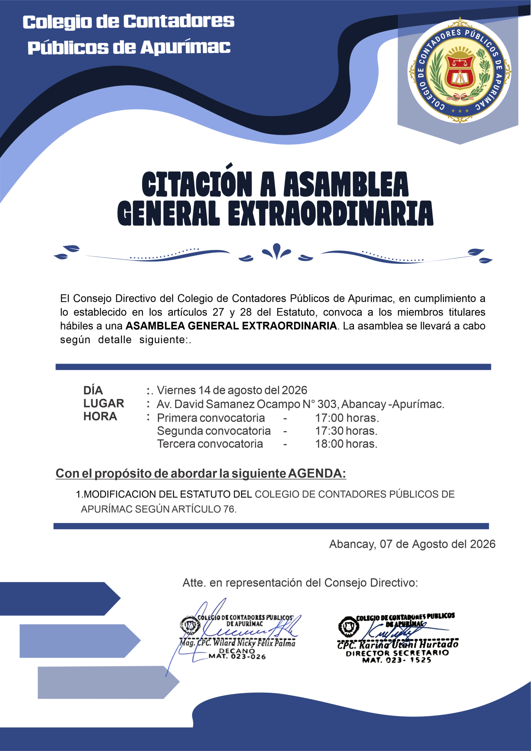 CITACACIÓN A ASAMBLEA GENERAL EXTRAORDINARIA