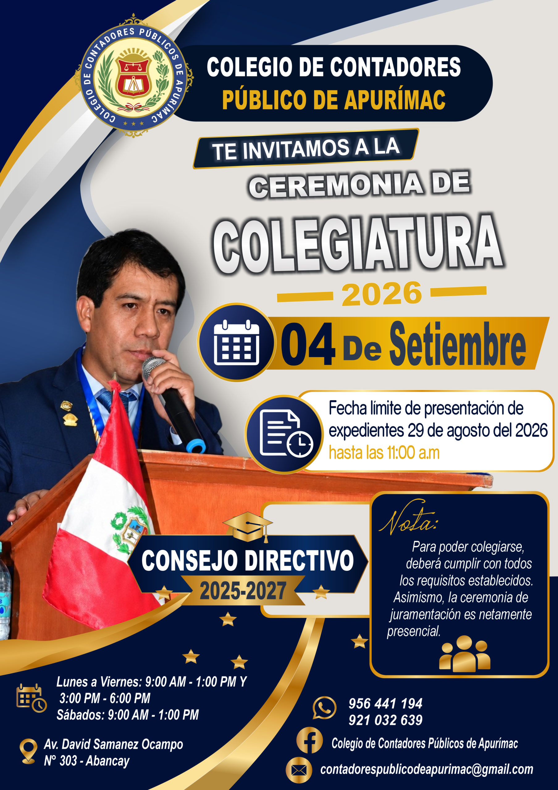 CEREMONIA DECOLEGIATURA 2026 - SETIEMBRE