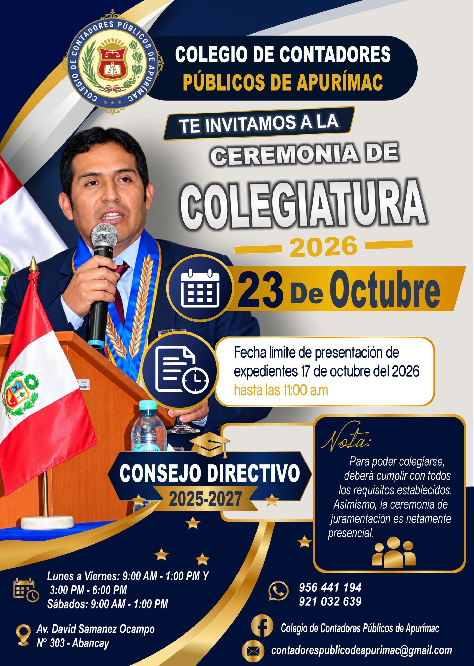 CEREMONIA DECOLEGIATURA 2026 – OCTUBRE